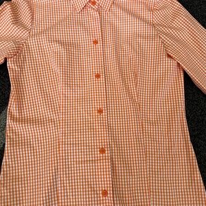 New York & Company Orange Gingham Top